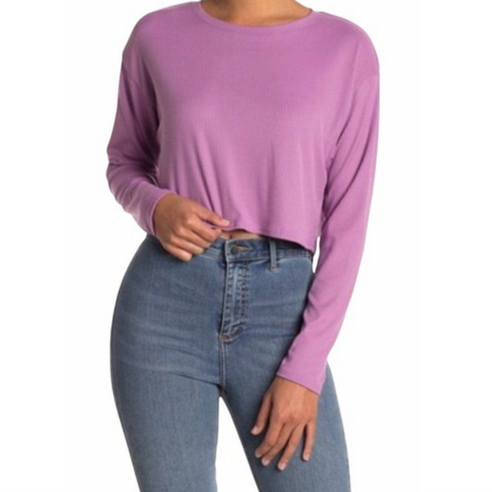 5/$25 Summer Sale!!!Abound Purple Long S leeve‎ Crop Top Size Small